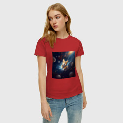 Женская футболка хлопок Корги в космосе - фото 2