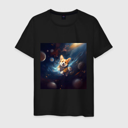 Корги в космосе – Мужская футболка хлопок с принтом купить со скидкой в -20%