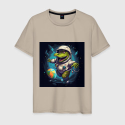 Крокодил в космосе – Мужская футболка хлопок с принтом купить со скидкой в -20%