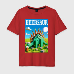 Пивозавр в стиле Майнкрафт - нейросеть – Мужская футболка хлопок Oversize с принтом купить со скидкой в -16%