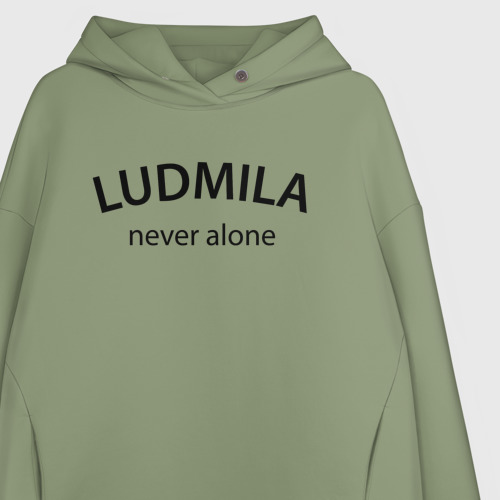 Женское худи Oversize хлопок Ludmila never alone - motto, цвет авокадо - фото 3