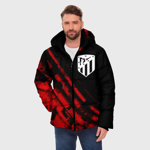 Мужская зимняя куртка 3D Atletico Madrid sport grunge, цвет красный - фото 3