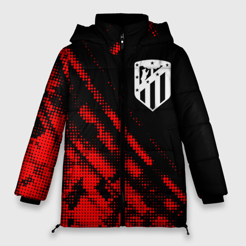Женская зимняя куртка Oversize Atletico Madrid sport grunge, цвет красный