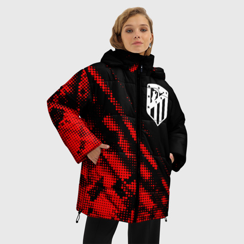 Женская зимняя куртка Oversize Atletico Madrid sport grunge, цвет красный - фото 3