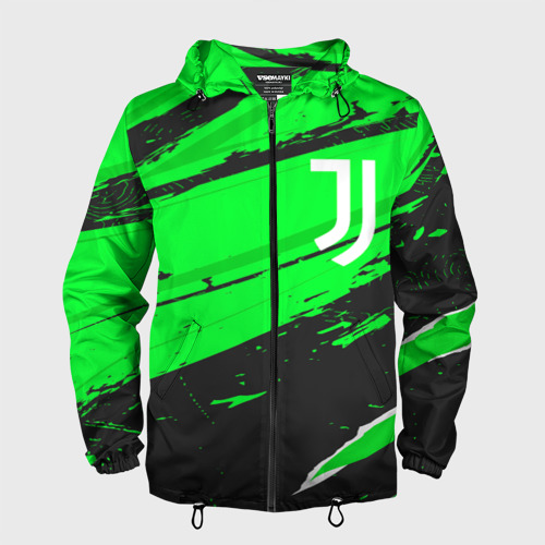 Мужская ветровка 3D Juventus sport green, цвет черный