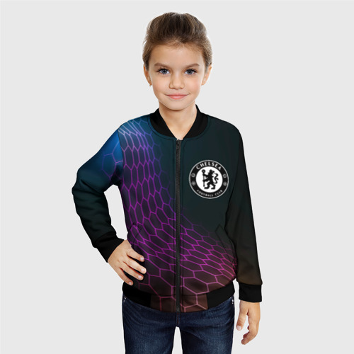 Детский бомбер 3D Chelsea футбольная сетка, цвет черный - фото 3