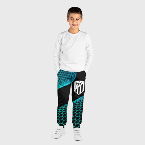 Детские брюки 3D с принтом Atletico Madrid football net, вид сбоку #3