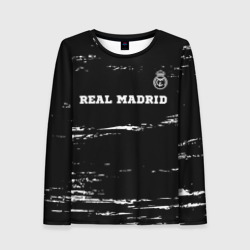 Женский лонгслив 3D Real Madrid sport на темном фоне посередине