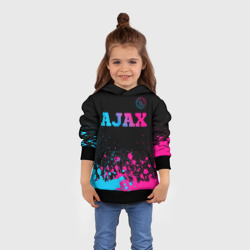 Толстовка с принтом Ajax - neon gradient посередине для ребенка, вид на модели спереди №3. Цвет основы: черный