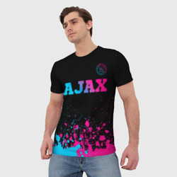 Мужская футболка 3D Ajax - neon gradient посередине - фото 2