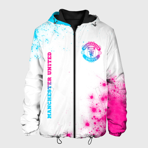 Мужская куртка 3D Manchester United neon gradient style вертикально, цвет 3D печать