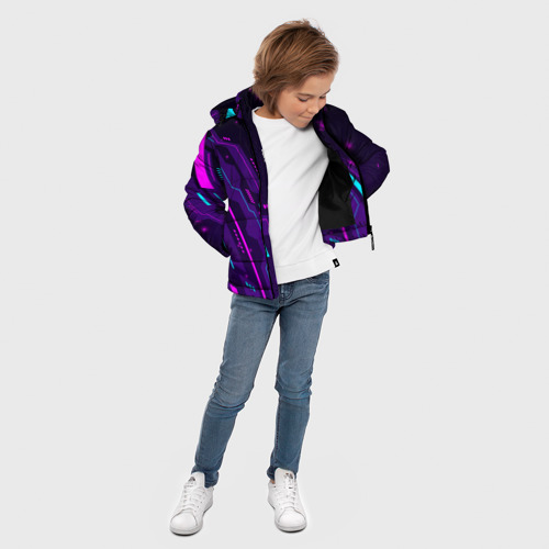 Зимняя куртка для мальчиков 3D с принтом The Callisto Protocol neon gaming, вид сбоку #3