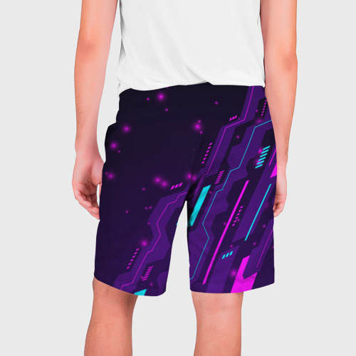 Мужские шорты 3D с принтом The Callisto Protocol neon gaming, вид сзади #1
