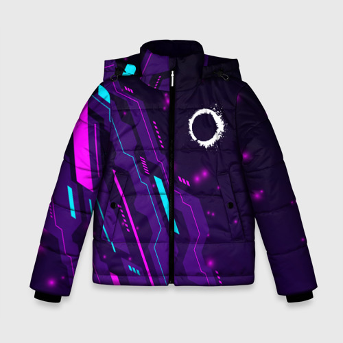 Зимняя куртка для мальчиков 3D с принтом The Callisto Protocol neon gaming, вид спереди #2
