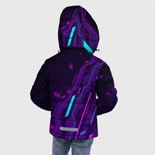 Зимняя куртка для мальчиков 3D с принтом The Callisto Protocol neon gaming, вид сзади #2