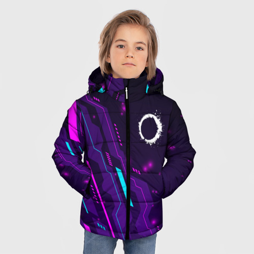 Зимняя куртка для мальчиков 3D с принтом The Callisto Protocol neon gaming, фото на моделе #1