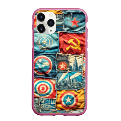 Чехол для iPhone 11 Pro Max матовый Пэчворк джинсы в СССР