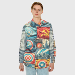 Мужская рубашка oversize 3D Пэчворк джинсы в СССР - фото 2