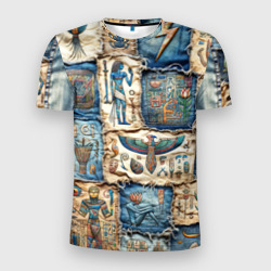 Мужская футболка 3D Slim Пэчворк из Египетских мотивов