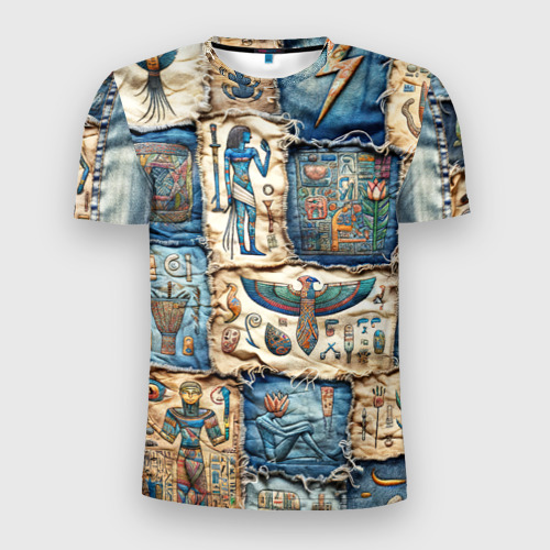 Мужская футболка 3D Slim с принтом Пэчворк из Египетских мотивов, вид спереди #2