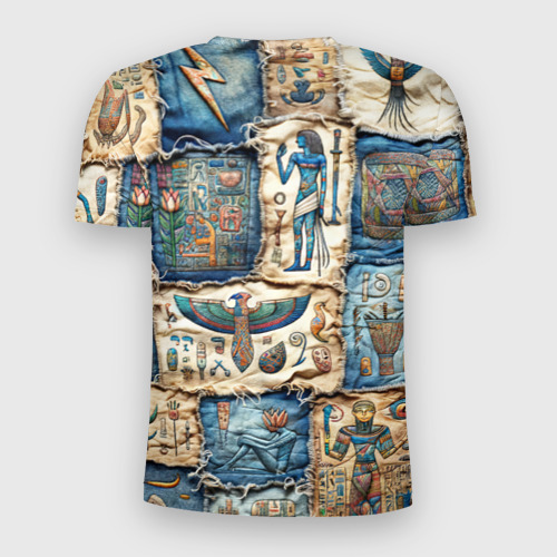 Мужская футболка 3D Slim с принтом Пэчворк из Египетских мотивов, вид сзади #1