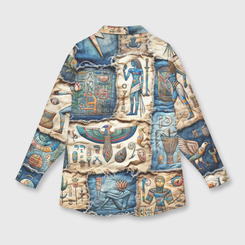 Женская рубашка oversize 3D с принтом Пэчворк из Египетских мотивов, вид сзади #1
