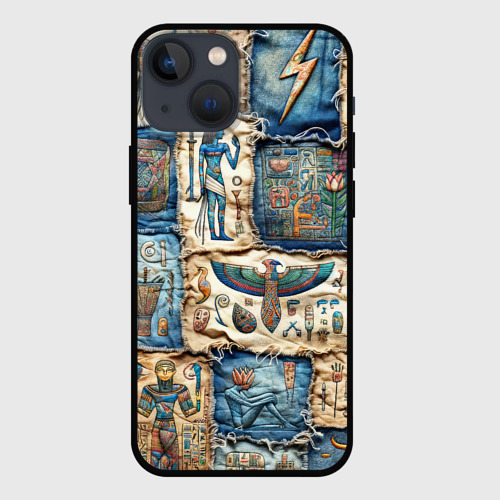 Чехол для iPhone 13 mini с принтом Пэчворк из Египетских мотивов, вид спереди #2