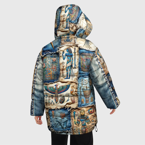 Женская зимняя куртка 3D с принтом Пэчворк из Египетских мотивов, вид сзади #2