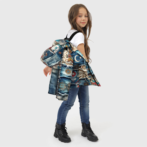 Зимняя куртка для девочек 3D с принтом Пэчворк из Турции, фото #4