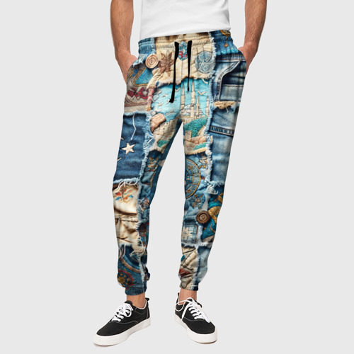 Мужские брюки 3D с принтом Пэчворк из Турции, вид сбоку #3