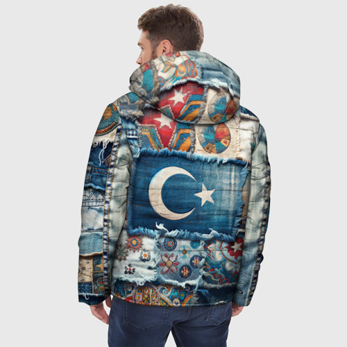 Мужская зимняя куртка 3D с принтом Пэчворк из Турции, вид сзади #2