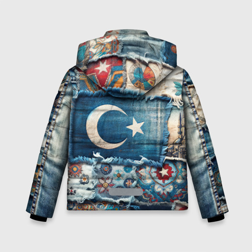 Зимняя куртка для мальчиков 3D с принтом Пэчворк из Турции, вид сзади #1