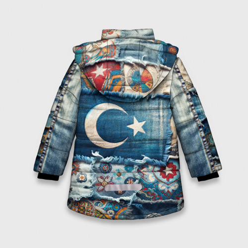 Зимняя куртка для девочек 3D с принтом Пэчворк из Турции, вид сзади #1