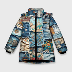 Зимняя куртка для девочек 3D Пэчворк из Турции