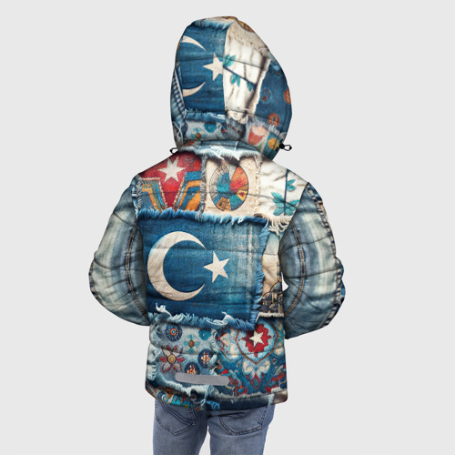 Зимняя куртка для мальчиков 3D с принтом Пэчворк из Турции, вид сзади #2
