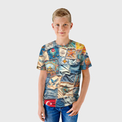 Детская футболка 3D Джинсы в Турции - пэчворк - фото 2