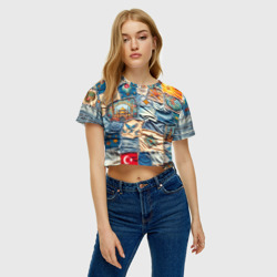 Женская футболка Crop-top 3D Джинсы в Турции - пэчворк - фото 2