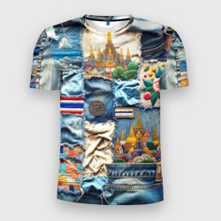Мужская футболка 3D Slim Пэчворк из Тайланда