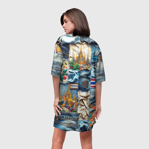 Платье-футболка 3D Пэчворк из Тайланда, цвет 3D печать - фото 4
