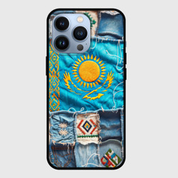 Чехол для iPhone 13 Pro Пэчворк джинсы в Казахстане