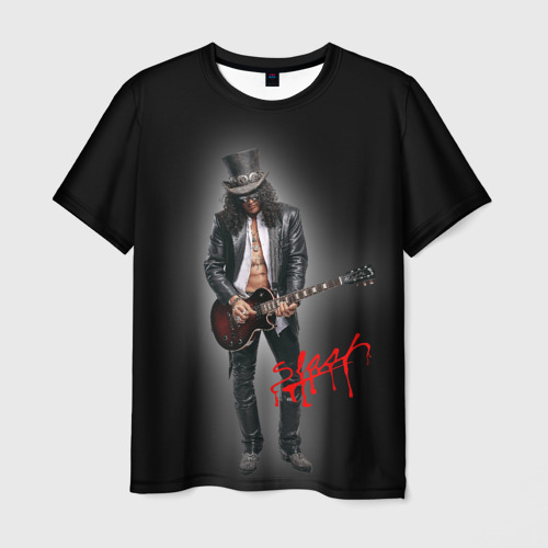 Мужская футболка с принтом Слэш музыкант группы Guns N' Roses, вид спереди №1