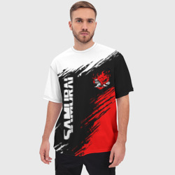 Мужская футболка oversize 3D Самурай лого - киберпанк 2077 - фото 2