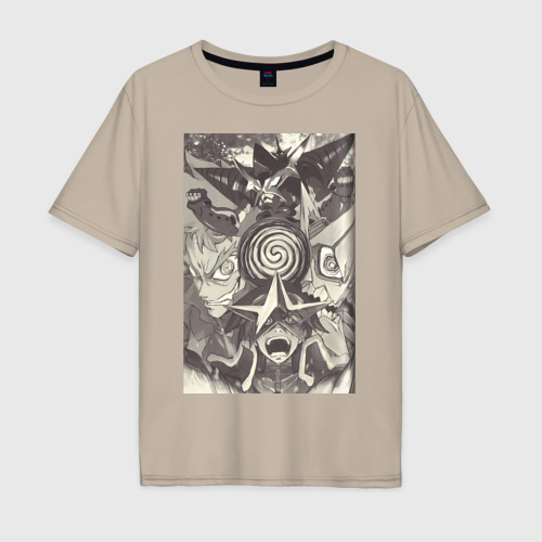 Мужская футболка хлопок Oversize Гуррен-Лаганн пронзающий небеса Камина, цвет миндальный