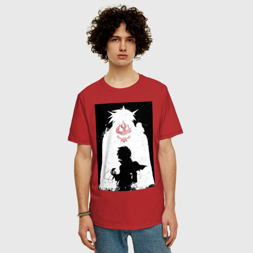 Мужская футболка хлопок Oversize Гуррен-Лаганн пронзающий небеса Симон, цвет красный - фото 3