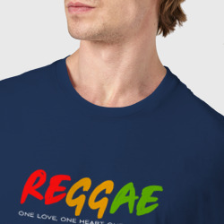 Футболка с принтом Reggae music in color для мужчины, вид на модели спереди №4. Цвет основы: темно-синий