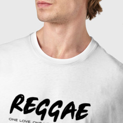Футболка с принтом Reggae music in black white для мужчины, вид на модели спереди №4. Цвет основы: белый