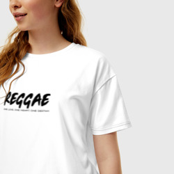 Женская футболка хлопок Oversize Reggae music in black white - фото 2