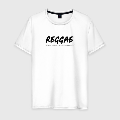 Мужская футболка из хлопка с принтом Reggae music in black white, вид спереди №1