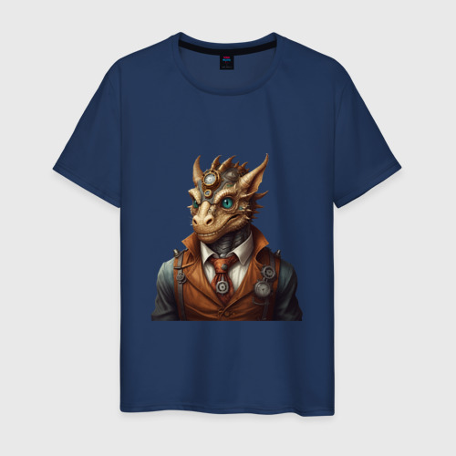 Мужская футболка хлопок Дракон симпатик, цвет темно-синий