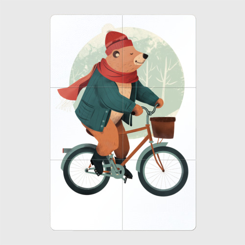 Магнитный плакат 2Х3 Медвежонок на велосипеде